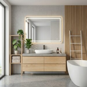 HUGO 1400×800 mm taisnstūra LED spogulis ar priekšējo un aizmugurējo apgaismojumu (2 LED joslas)